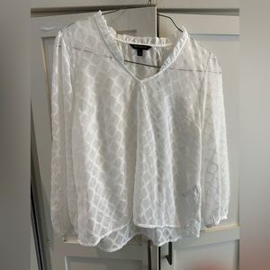White sheer blouse, gathered sleeves, Banana Republic, Large
